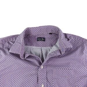 Vintage Gitman Bros Shirt Men 17 Purple Geometric Medallion Print Made in USA